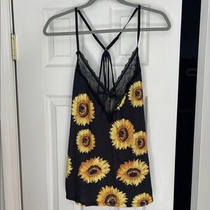 Black Sunflower Lace-Trim Cami Top
